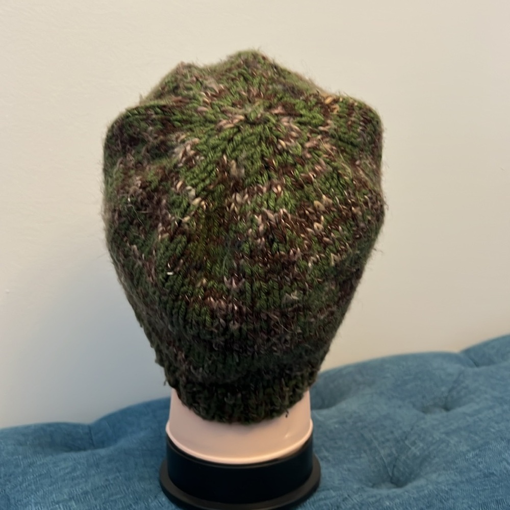 Green, Brown, Cream Knitter Hat-See Photos - Picture 2 of 5
